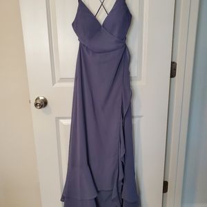 Lulu's Blue Lace-Up High-Low Maxi Dress